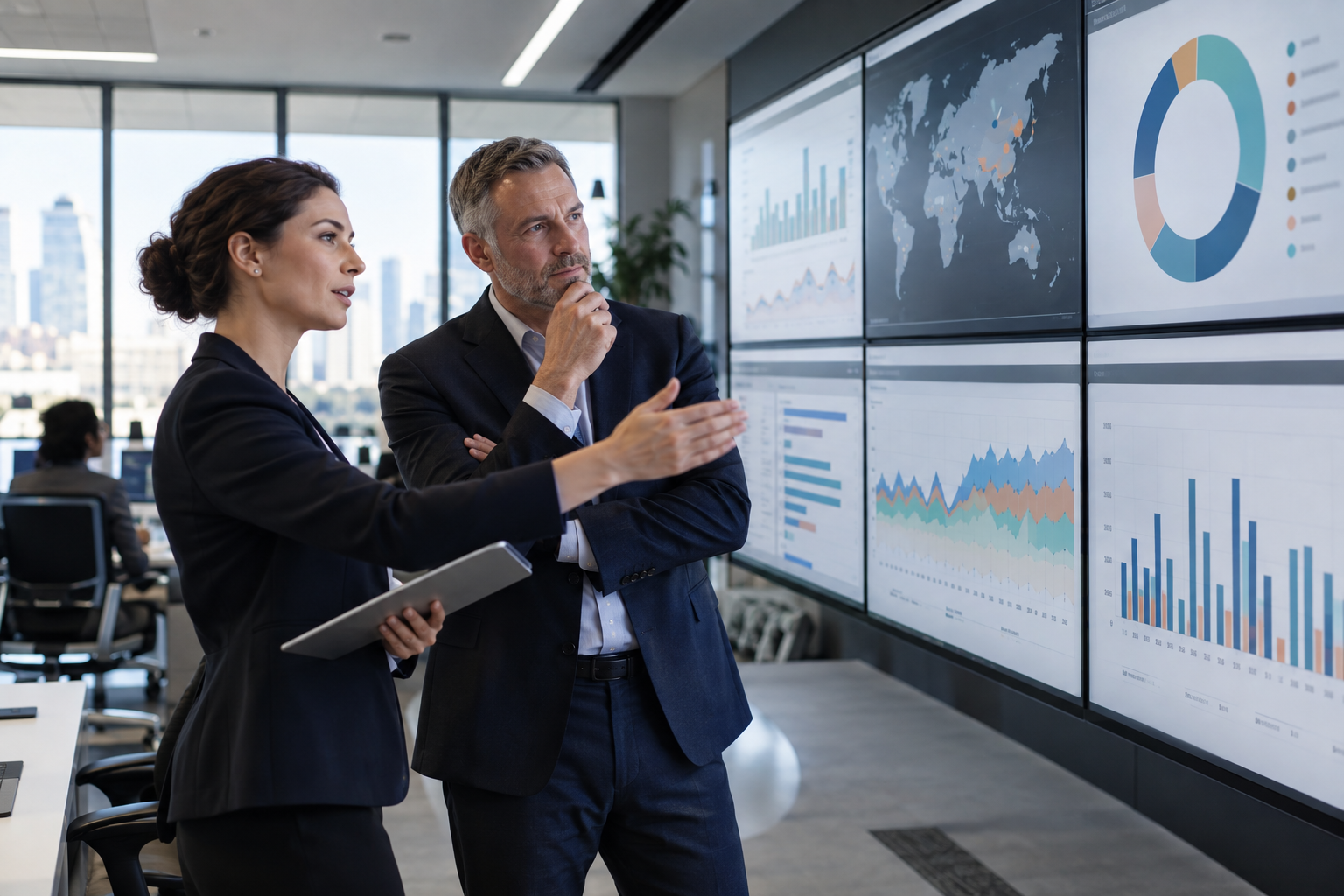 Business leaders reviewing enterprise planning dashboards